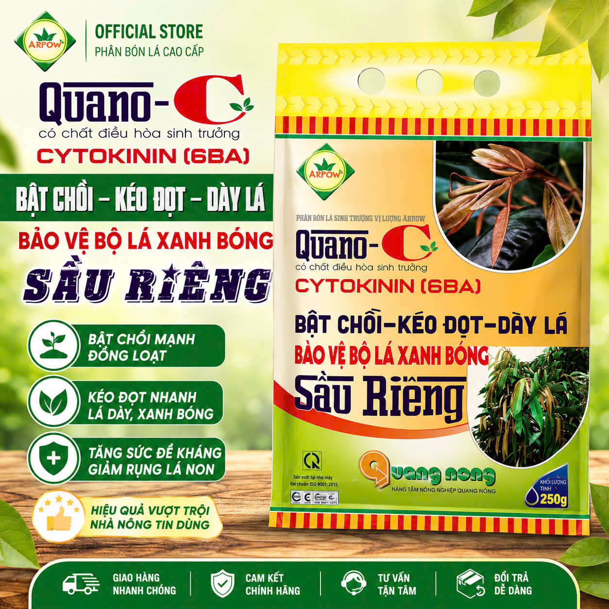 Quano-C Cytokinin (6BA) 250g - Bật Chồi, Kéo Đọt, Dày Lá, Xanh Bóng Lá Sầu Riêng, Phục Hồi Cây - Ảnh 2