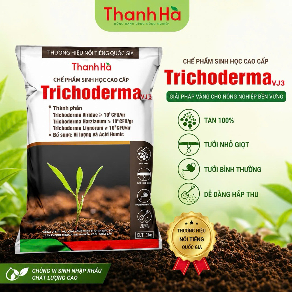 Trichoderma VJ3 Thanh Hà 1Kg | Xử Lý Đất - Phòng tuyến trùng - Ủ Phân Hữu Cơ - Khử Mùi Chuồng Trại - Cải Tạo Đất Trồng